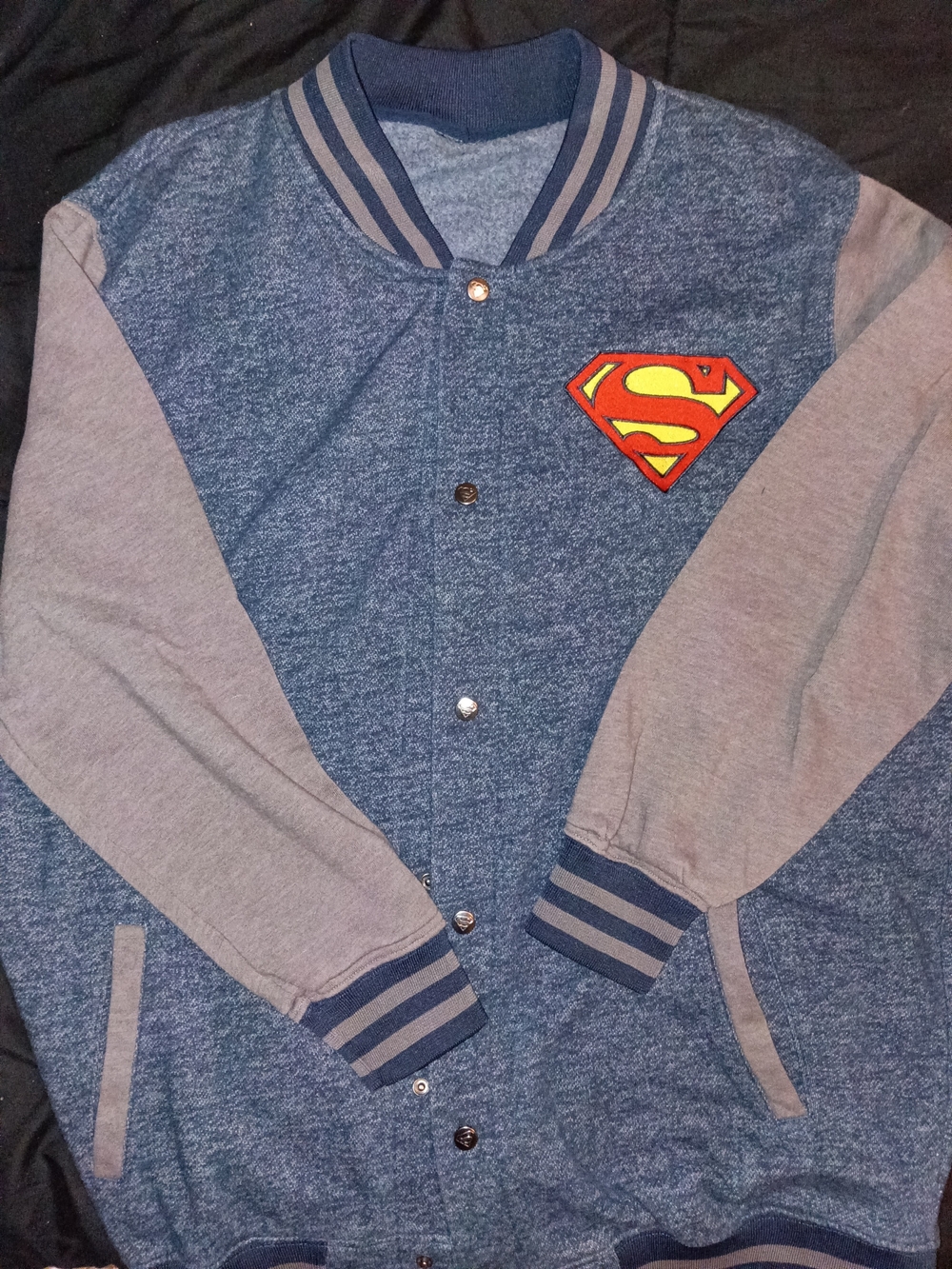 Superman Boys' Blue & Gray Varsity Jacket